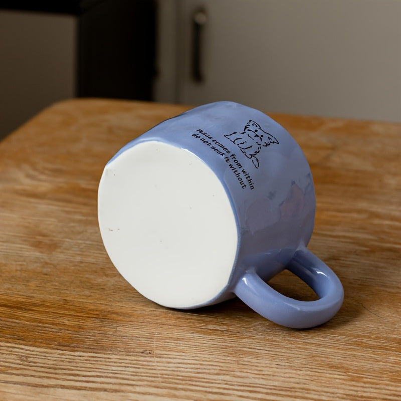 Handmade Ceramic Coffee Mug with Cute Animal Prints - 10.8oz, BPA-Free, Microwave Safe