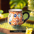 1pc Elegant Hand-Painted Floral Ceramic Mug with Handle - Microwave Safe, Insulated for Hot & Cold Drinks
