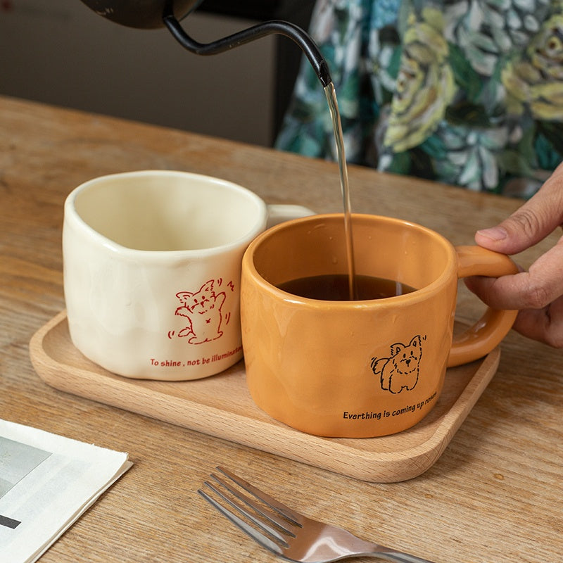 Handmade Ceramic Coffee Mug with Cute Animal Prints - 10.8oz, BPA-Free, Microwave Safe