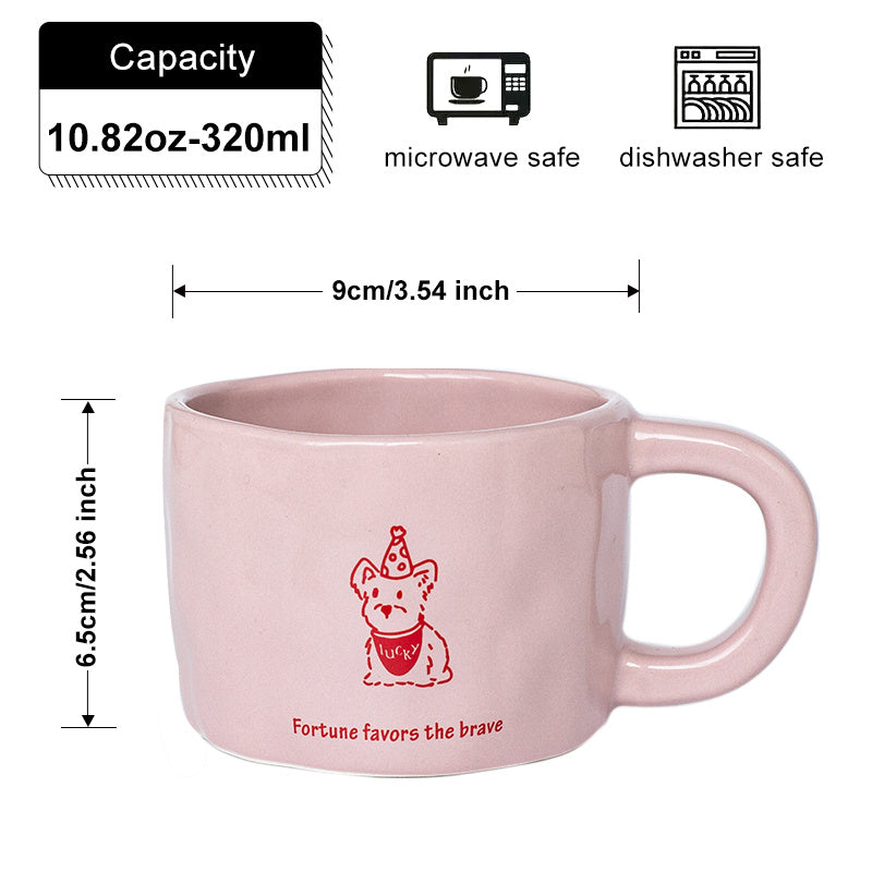 Handmade Ceramic Coffee Mug with Cute Animal Prints - 10.8oz, BPA-Free, Microwave Safe