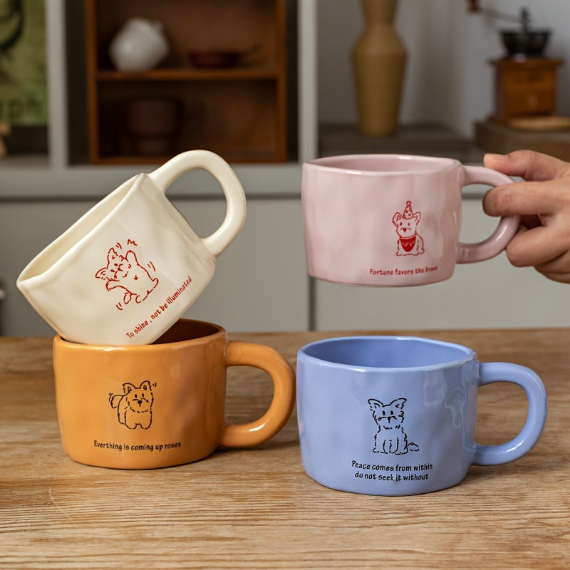 Handmade Ceramic Coffee Mug with Cute Animal Prints - 10.8oz, BPA-Free, Microwave Safe