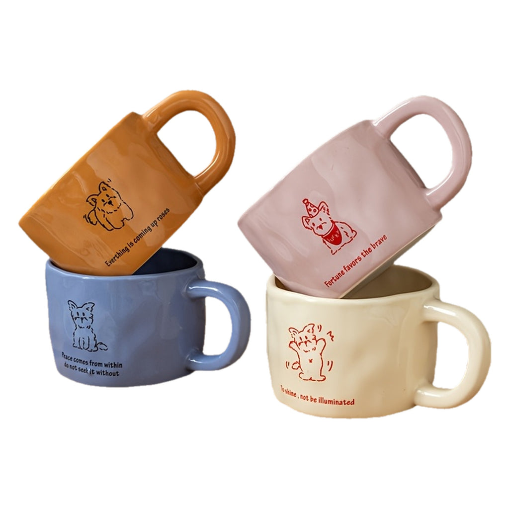 Handmade Ceramic Coffee Mug with Cute Animal Prints - 10.8oz, BPA-Free, Microwave Safe