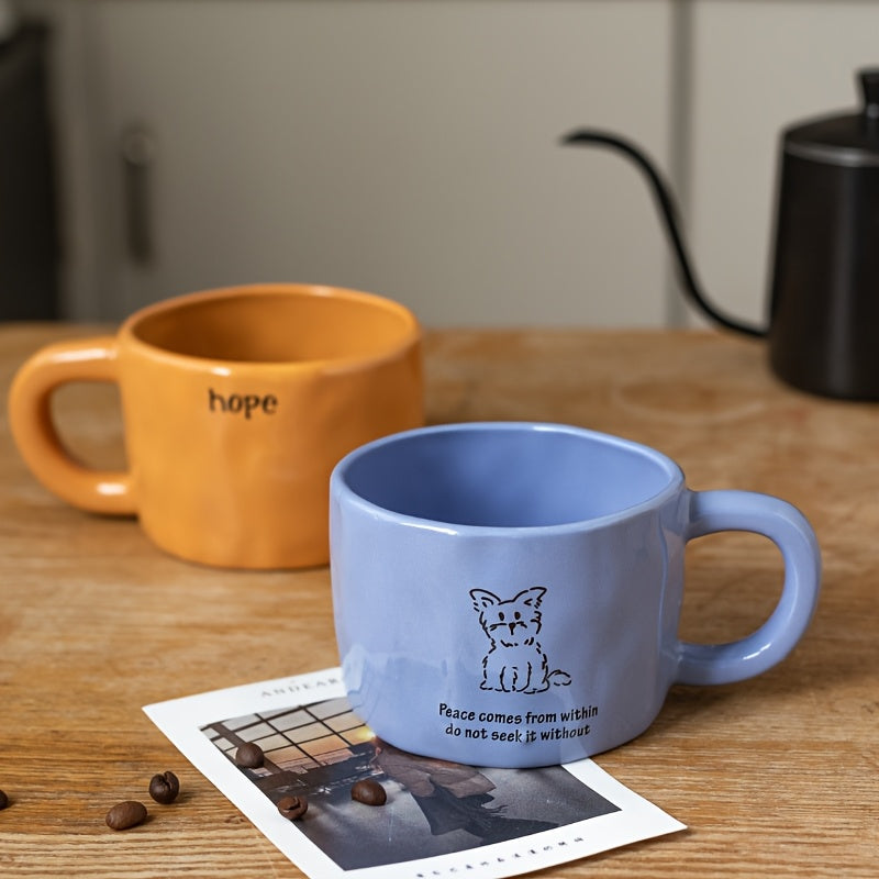 Handmade Ceramic Coffee Mug with Cute Animal Prints - 10.8oz, BPA-Free, Microwave Safe