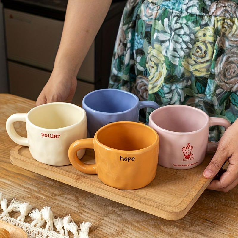 Handmade Ceramic Coffee Mug with Cute Animal Prints - 10.8oz, BPA-Free, Microwave Safe