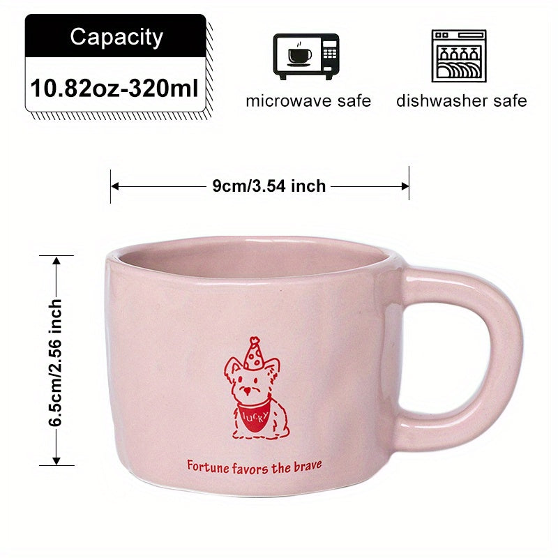 Handmade Ceramic Coffee Mug with Cute Animal Prints - 10.8oz, BPA-Free, Microwave Safe